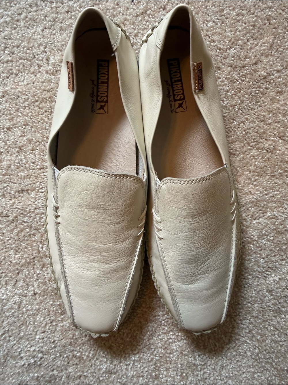 Pikolinos Cream Leather Slip-On driving Loafers